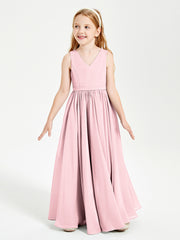 Robes de Demoiselle d'Honneur Junior Élégantes Sans Manches Rose Pâle