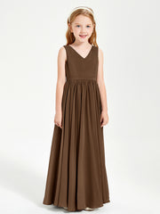 Robes de Demoiselle d'Honneur Junior Élégantes Sans Manches Brun