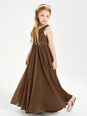 Robes de Demoiselle d'Honneur Junior Élégantes Sans Manches Brun