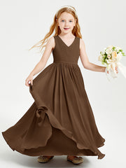 Robes de Demoiselle d'Honneur Junior Élégantes Sans Manches Brun