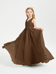 Robes de Demoiselle d'Honneur Junior Élégantes Sans Manches Brun