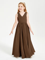 Robes de Demoiselle d'Honneur Junior Élégantes Sans Manches Brun