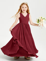 Robes de Demoiselle d'Honneur Junior Élégantes Sans Manches Bordeaux