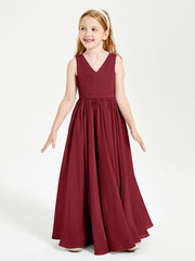Robes de Demoiselle d'Honneur Junior Élégantes Sans Manches Bordeaux