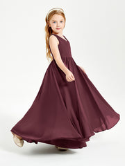 Robes de Demoiselle d'Honneur Junior Élégantes Sans Manches Cabernet