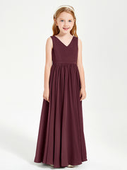 Robes de Demoiselle d'Honneur Junior Élégantes Sans Manches Cabernet
