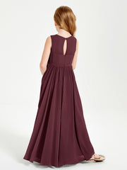 Robes de Demoiselle d'Honneur Junior Élégantes Sans Manches Cabernet