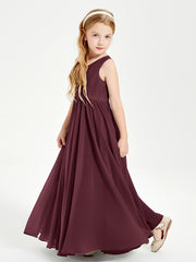 Robes de Demoiselle d'Honneur Junior Élégantes Sans Manches Cabernet