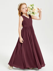 Robes de Demoiselle d'Honneur Junior Élégantes Sans Manches Cabernet