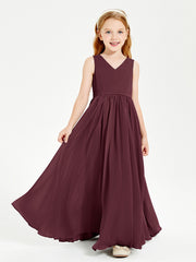 Robes de Demoiselle d'Honneur Junior Élégantes Sans Manches Cabernet