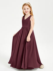 Robes de Demoiselle d'Honneur Junior Élégantes Sans Manches Cabernet