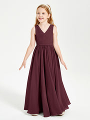 Robes de Demoiselle d'Honneur Junior Élégantes Sans Manches Cabernet