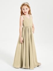Robes de Demoiselle d'Honneur Junior Élégantes Sans Manches Champagne