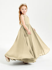 Robes de Demoiselle d'Honneur Junior Élégantes Sans Manches Champagne