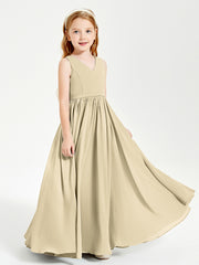 Robes de Demoiselle d'Honneur Junior Élégantes Sans Manches Champagne