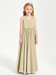 Robes de Demoiselle d'Honneur Junior Élégantes Sans Manches Champagne