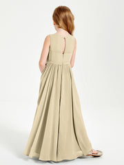 Robes de Demoiselle d'Honneur Junior Élégantes Sans Manches Champagne