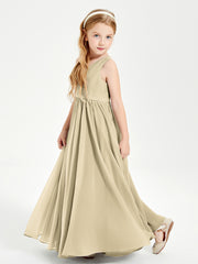 Robes de Demoiselle d'Honneur Junior Élégantes Sans Manches Champagne
