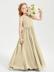 Robes de Demoiselle d'Honneur Junior Élégantes Sans Manches Champagne