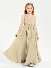 Robes de Demoiselle d'Honneur Junior Élégantes Sans Manches Champagne