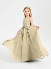 Robes de Demoiselle d'Honneur Junior Élégantes Sans Manches Champagne