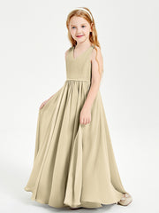 Robes de Demoiselle d'Honneur Junior Élégantes Sans Manches Champagne