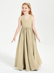 Robes de Demoiselle d'Honneur Junior Élégantes Sans Manches Champagne