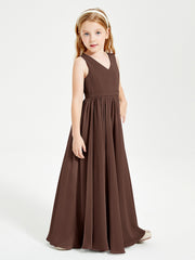 Robes de Demoiselle d'Honneur Junior Élégantes Sans Manches Chocolat