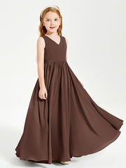 Robes de Demoiselle d'Honneur Junior Élégantes Sans Manches Chocolat