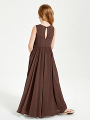 Robes de Demoiselle d'Honneur Junior Élégantes Sans Manches Chocolat