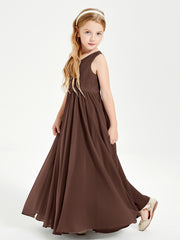 Robes de Demoiselle d'Honneur Junior Élégantes Sans Manches Chocolat