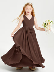 Robes de Demoiselle d'Honneur Junior Élégantes Sans Manches Chocolat