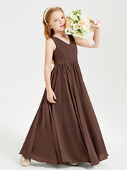 Robes de Demoiselle d'Honneur Junior Élégantes Sans Manches Chocolat