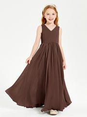 Robes de Demoiselle d'Honneur Junior Élégantes Sans Manches Chocolat
