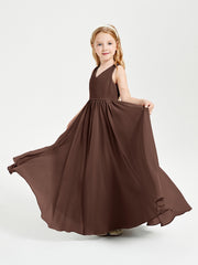 Robes de Demoiselle d'Honneur Junior Élégantes Sans Manches Chocolat