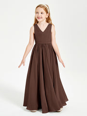 Robes de Demoiselle d'Honneur Junior Élégantes Sans Manches Chocolat
