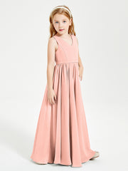 Robes de Demoiselle d'Honneur Junior Élégantes Sans Manches Corail