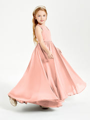 Robes de Demoiselle d'Honneur Junior Élégantes Sans Manches Corail