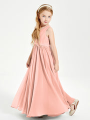 Robes de Demoiselle d'Honneur Junior Élégantes Sans Manches Corail