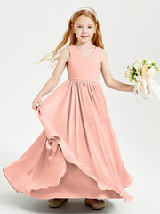 Robes de Demoiselle d'Honneur Junior Élégantes Sans Manches Corail