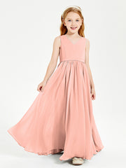 Robes de Demoiselle d'Honneur Junior Élégantes Sans Manches Corail