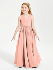 Robes de Demoiselle d'Honneur Junior Élégantes Sans Manches Corail