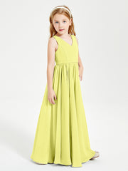 Robes de Demoiselle d'Honneur Junior Élégantes Sans Manches Jonquille