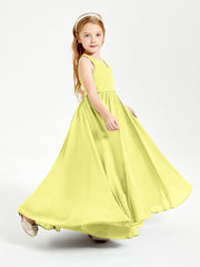 Robes de Demoiselle d'Honneur Junior Élégantes Sans Manches Jonquille