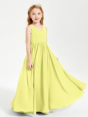 Robes de Demoiselle d'Honneur Junior Élégantes Sans Manches Jonquille