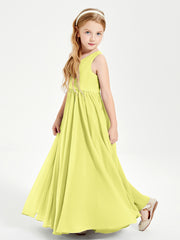 Robes de Demoiselle d'Honneur Junior Élégantes Sans Manches Jonquille