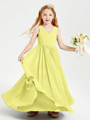 Robes de Demoiselle d'Honneur Junior Élégantes Sans Manches Jonquille