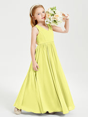 Robes de Demoiselle d'Honneur Junior Élégantes Sans Manches Jonquille