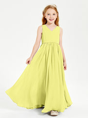 Robes de Demoiselle d'Honneur Junior Élégantes Sans Manches Jonquille