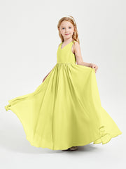 Robes de Demoiselle d'Honneur Junior Élégantes Sans Manches Jonquille